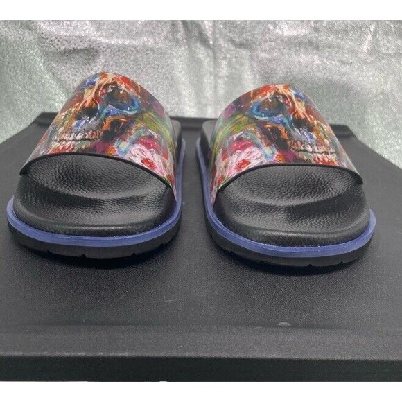 Robert Graham Leather Beachcomber Slide Sandals Skull Graphic Resort Colorful 8